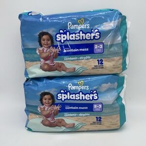 Lot Of 2 Pampers Splashers Swim‎ Diapers Small 13-24 Lb 24 Total NEW 2T-3T